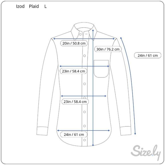 Izod Mens Long Sleeve Button Up Red/Navy/White Plaid Cotton Classic Fit Shirt L - Picture 8 of 10